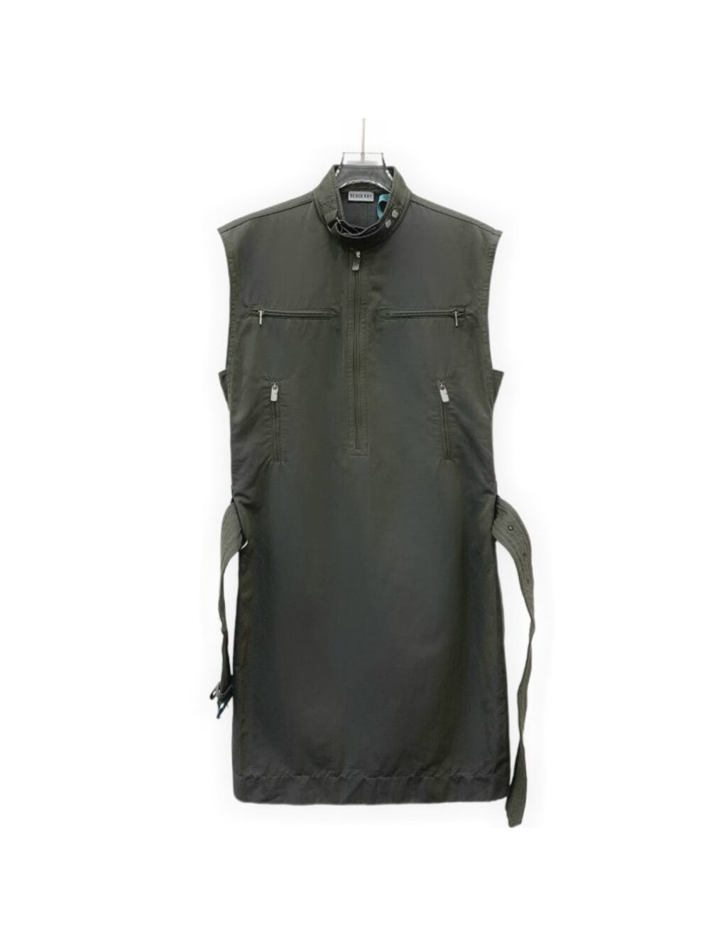 Burberry Dark Green Cotton Belted Sleeveless Dress